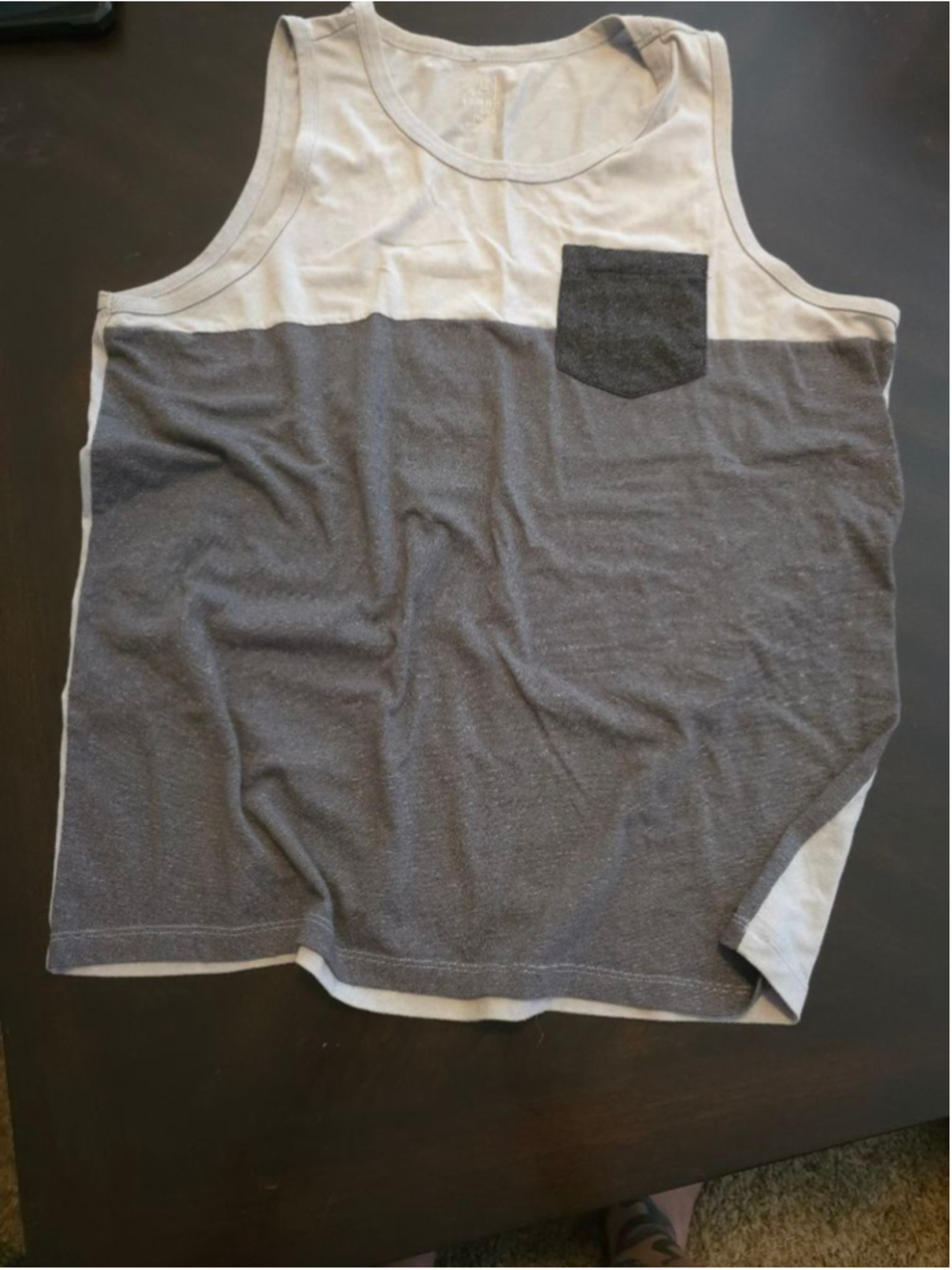 Men's Retro Coastal Beach Tank Top L Gray White Colorblock George Casual Summer